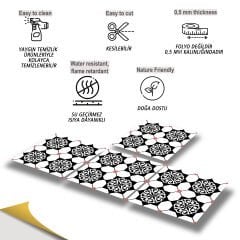 Tink Kendinden Yapışkanlı Fayans Kaplama Pvc Yer Döşemesi Şam Desenli 30x30 cm 1 m2 (11 Adet)