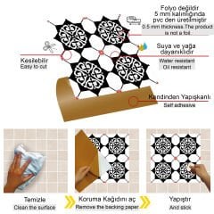 Tink Kendinden Yapışkanlı Fayans Kaplama Pvc Yer Döşemesi Şam Desenli 30x30 cm