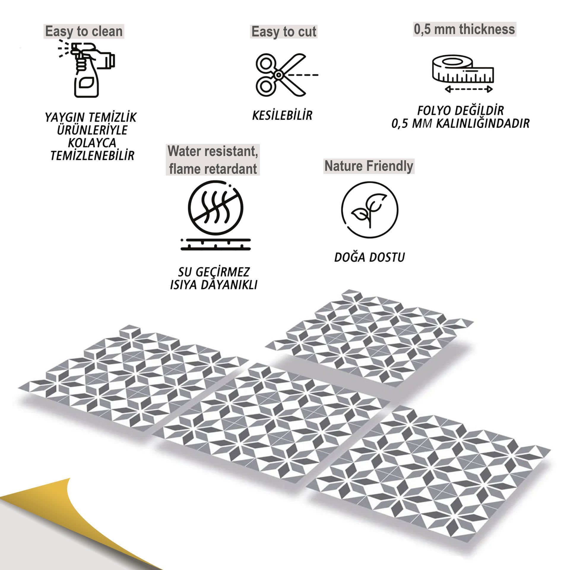 Tink Kendinden Yapışkanlı Dekoratif Pvc Geometrik 037 30x30 cm