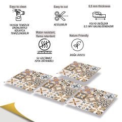 Tink Kendinden Yapışkanlı Karma Afrika 30x30 cm Pvc Karo 1 m2 (11 Adet)