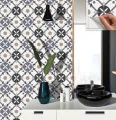 Tink Kendinden Yapışkanlı Fayans Kaplama Pvc Yer Döşemesi Palmet Desenli 30x30 cm