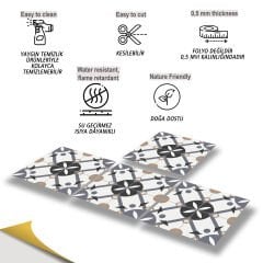 Tink Kendinden Yapışkanlı Fayans Kaplama Pvc Yer Döşemesi Palmet Desenli 30x30 cm