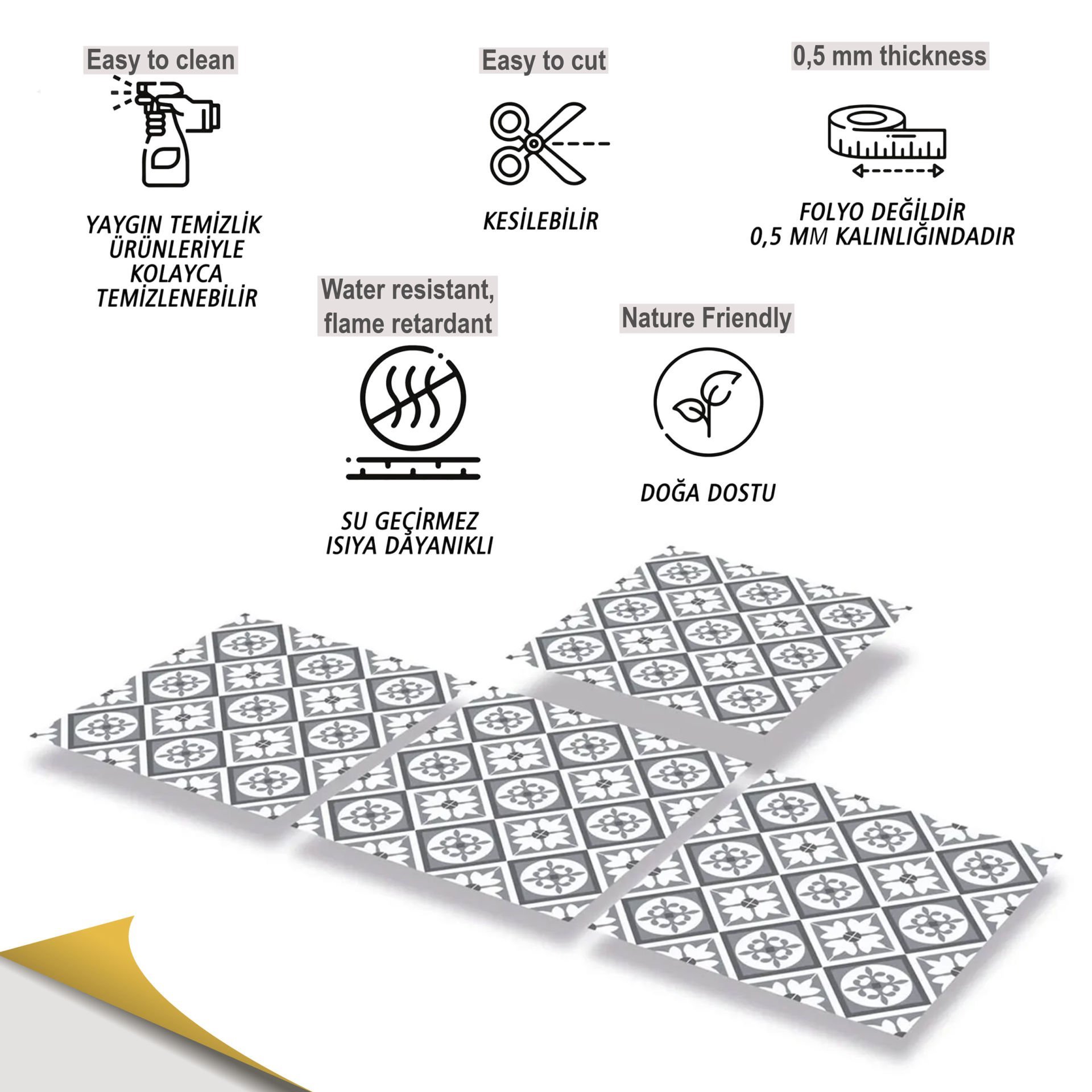 Tink Kendinden Yapışkanlı Dekoratif Pvc Geometrik 038 30x30 cm