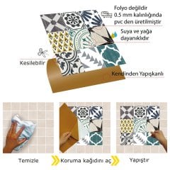 Tink Kendinden Yapışkanlı Karma Retro Gri 30x30 cm Pvc Karo 1 m2 (11 Adet)