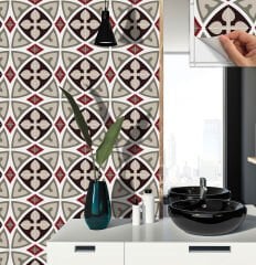 Tink Kendinden Yapışkanlı Fayans Kaplama Pvc Yer Döşemesi Modern Rumi Desenli 30x30 cm