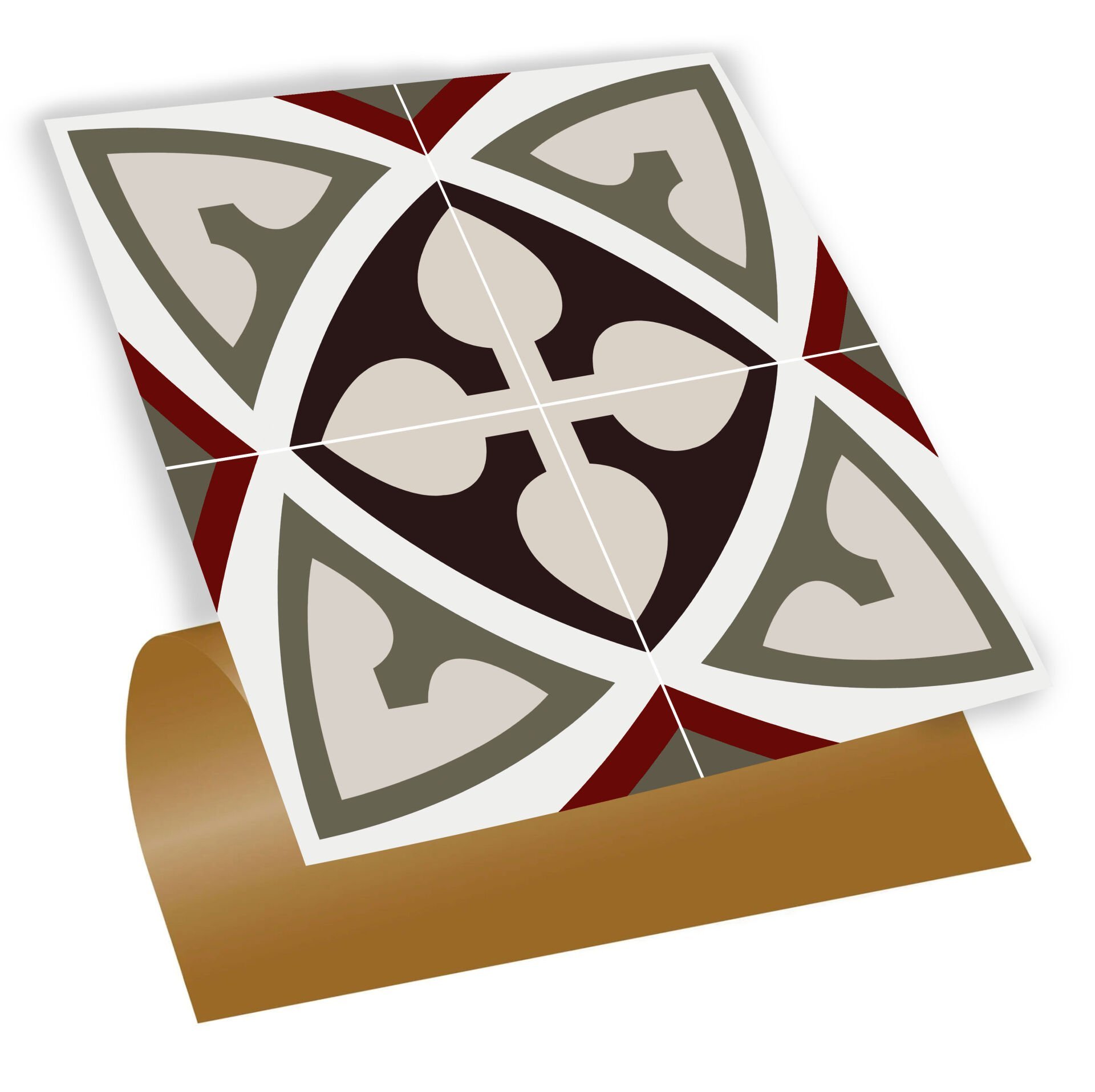 Tink Kendinden Yapışkanlı Fayans Kaplama Pvc Yer Döşemesi Modern Rumi Desenli 30x30 cm