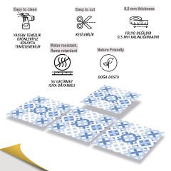 Tink Kendinden Yapışkanlı Mavi Çiçek 30x30 cm Pvc Karo