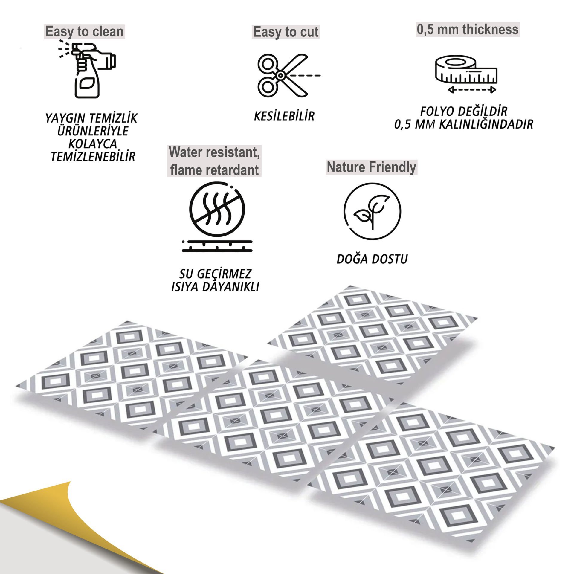 Tink Kendinden Yapışkanlı Dekoratif Pvc Geometrik 040 30x30 cm