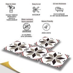 Tink Kendinden Yapışkanlı Fayans Kaplama Pvc Yer Döşemesi Çarkıfelek Desenli 30x30 cm