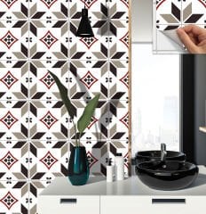 Tink Kendinden Yapışkanlı Fayans Kaplama Pvc Yer Döşemesi Çarkıfelek Desenli 30x30 cm