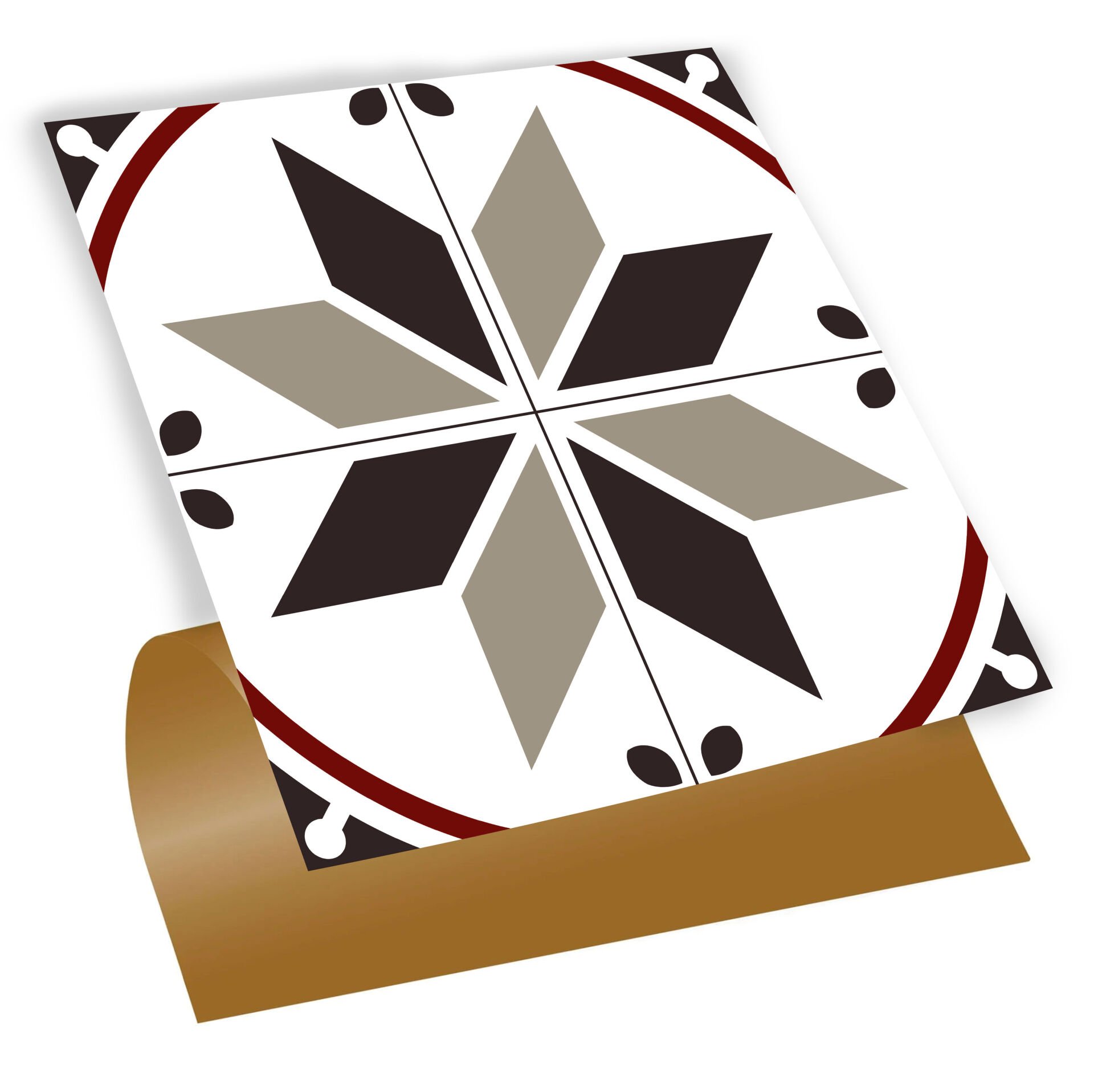 Tink Kendinden Yapışkanlı Fayans Kaplama Pvc Yer Döşemesi Çarkıfelek Desenli 30x30 cm