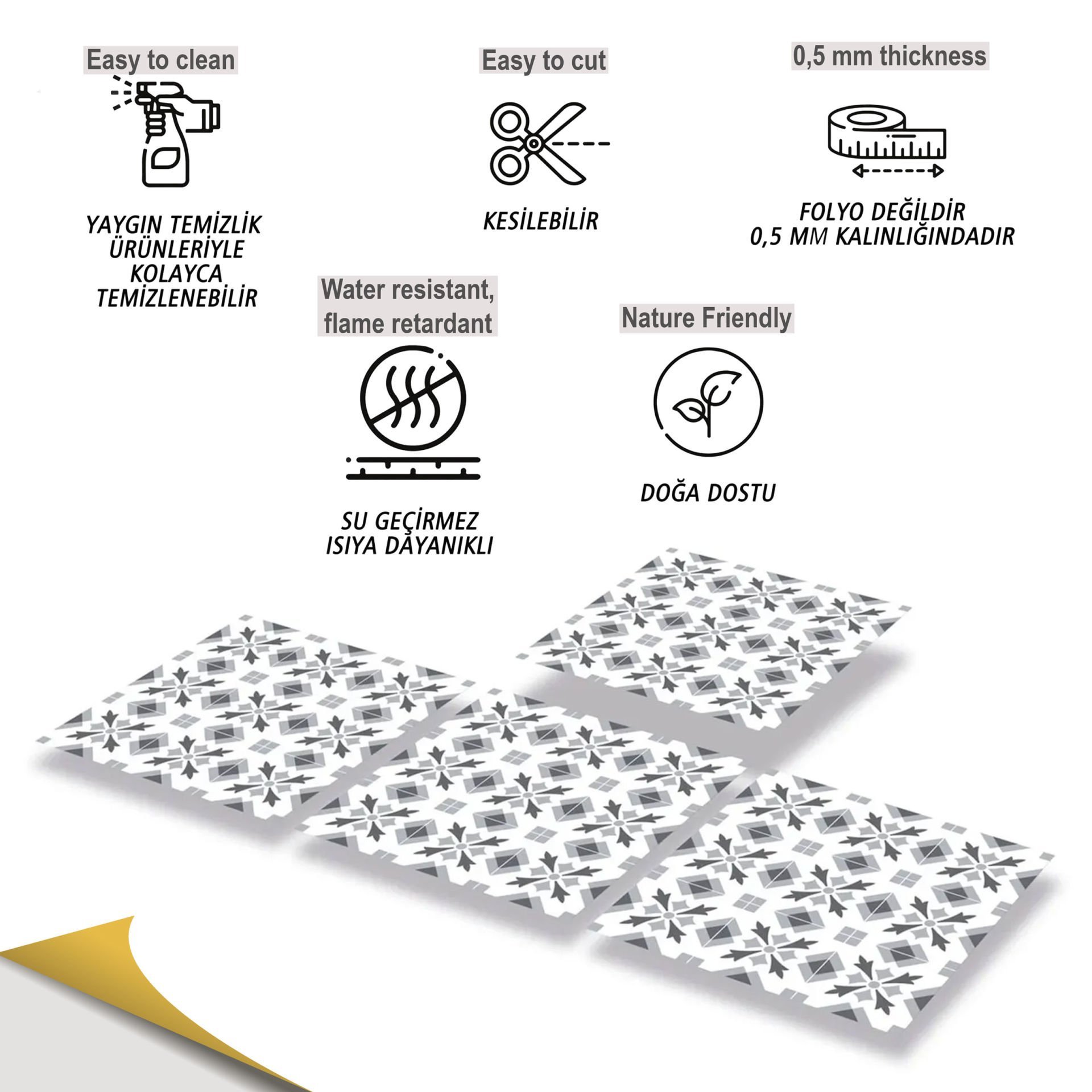 Tink Kendinden Yapışkanlı Geometrik 041 30x30 cm Fayans Görünümlü Kaplama