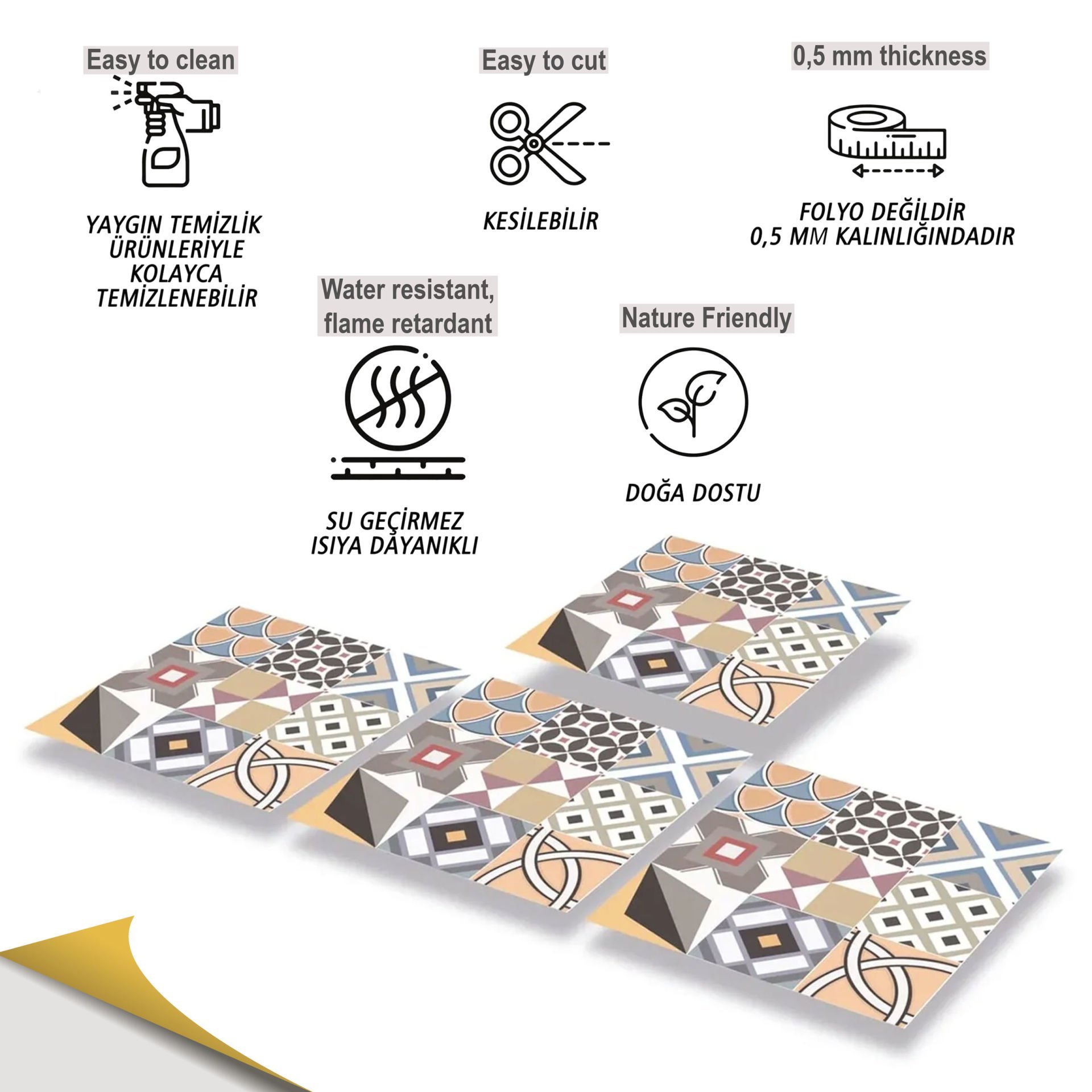 Tink Kendinden Yapışkanlı Geometrik Karma Pop Art 30x30 cm Pvc Karo