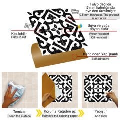 Tink Kendinden Yapışkanlı Fayans Kaplama Pvc Yer Döşemesi Hatayi Desenli 30x30 cm