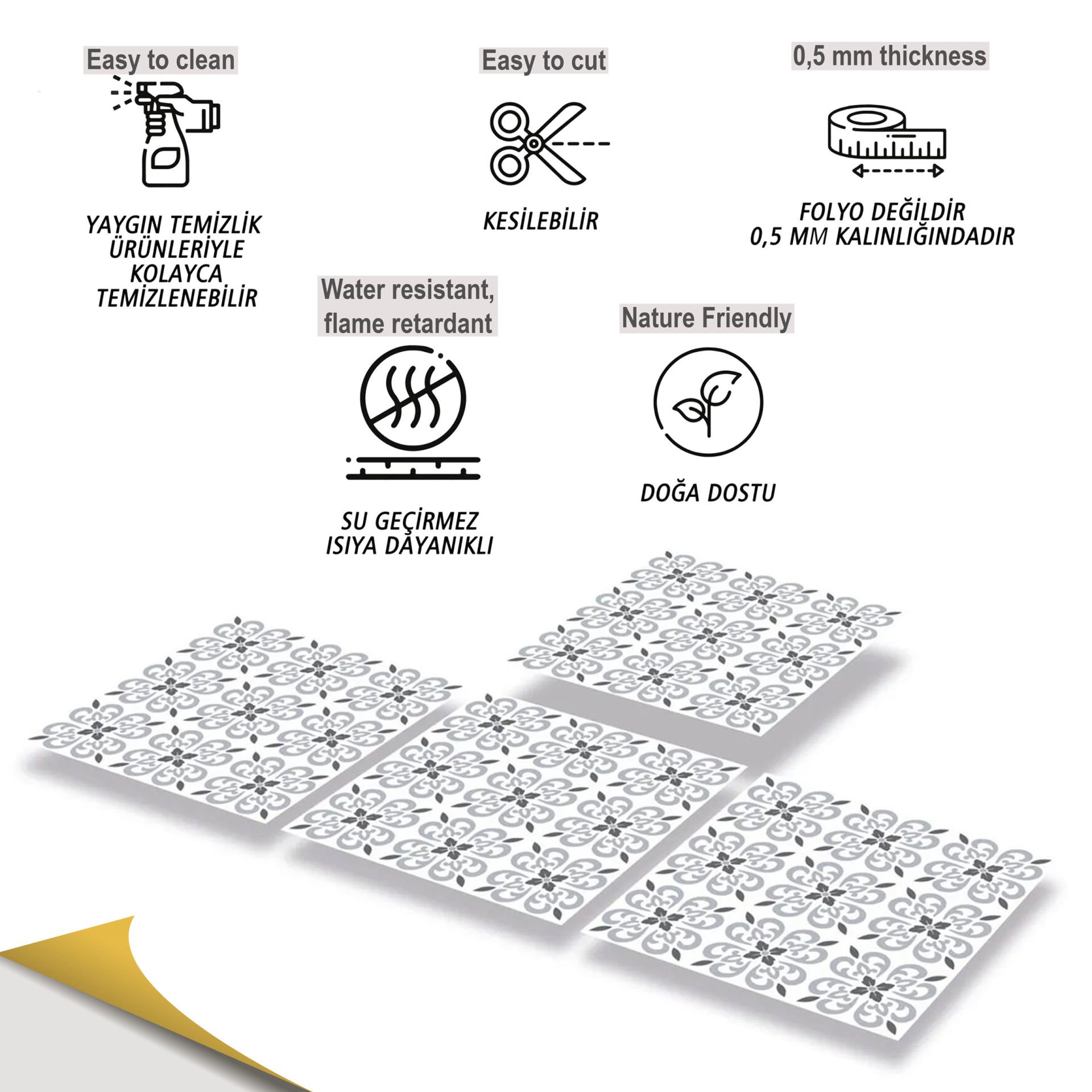 Tink Kendinden Yapışkanlı Geometrik 043 30x30 cm Fayans Görünümlü Kaplama