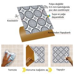 Tink Kendinden Yapışkanlı Geometrik 044 30x30 cm Fayans Görünümlü Kaplama 1 m2 (11 Adet)