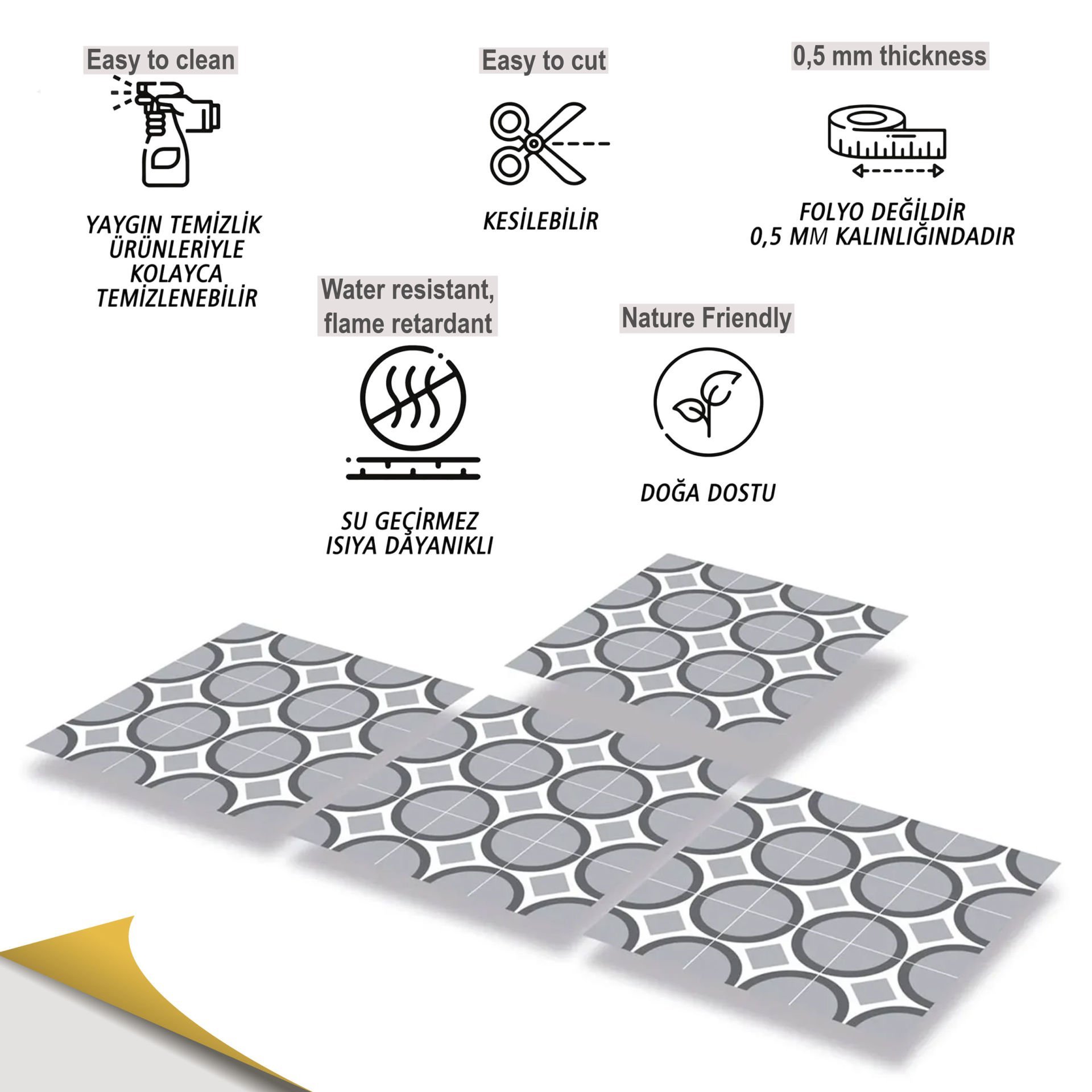 Tink Kendinden Yapışkanlı Geometrik 044 30x30 cm Fayans Görünümlü Kaplama