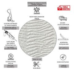 Tink 3D Kendinden Yapışkanlı Akustik Keçe Panel Duvar Kağıdı Desenli 52x97 cm 2 Adet (1 m²) - BEYAZ