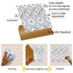 Tink Kendinden Yapışkanlı Geometrik 045 30x30 cm Fayans Görünümlü Kaplama 1 m2 (11 Adet)