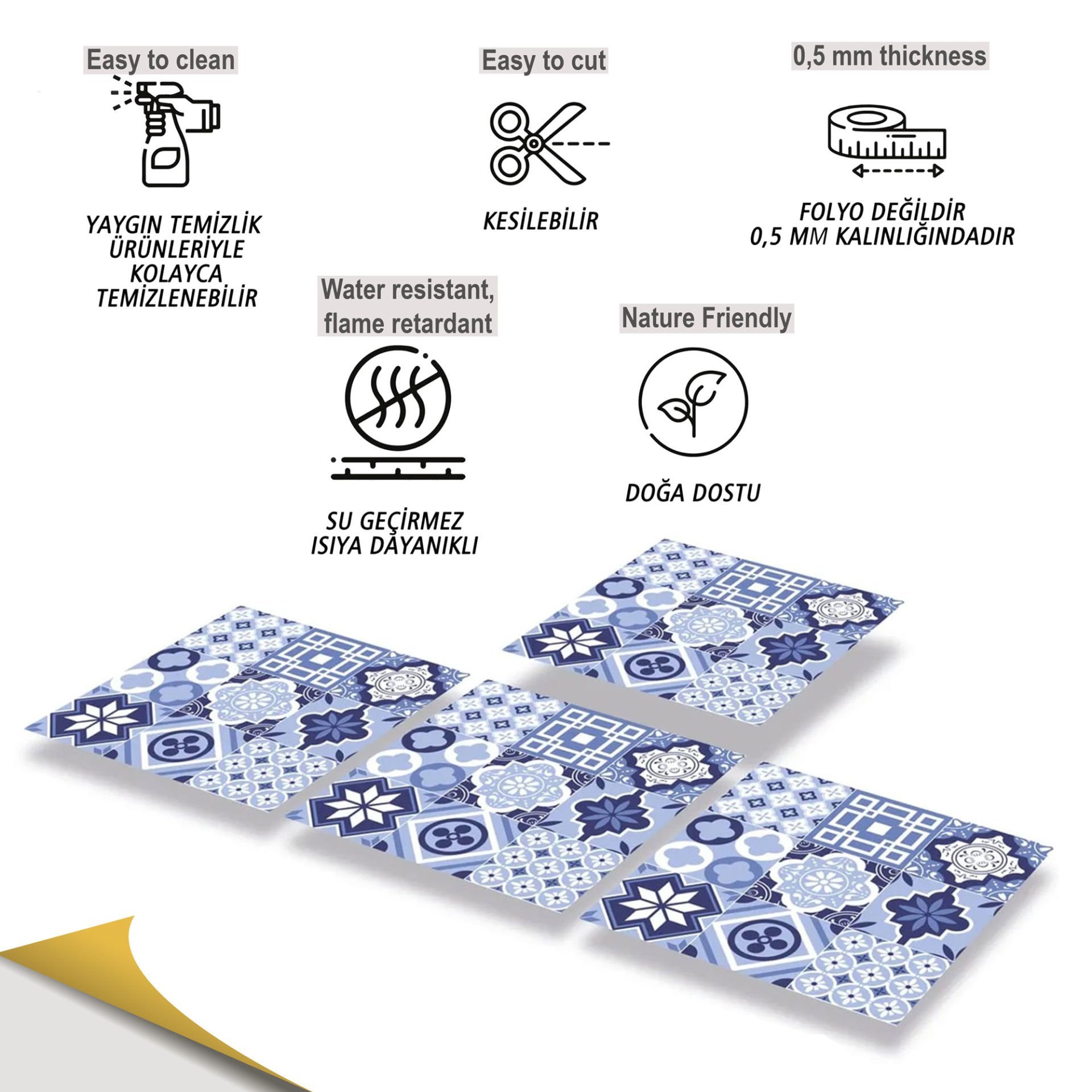 Tink Kendinden Yapışkanlı Yeni Mavilim 30x30 cm Pvc Yer Duvar Karosu