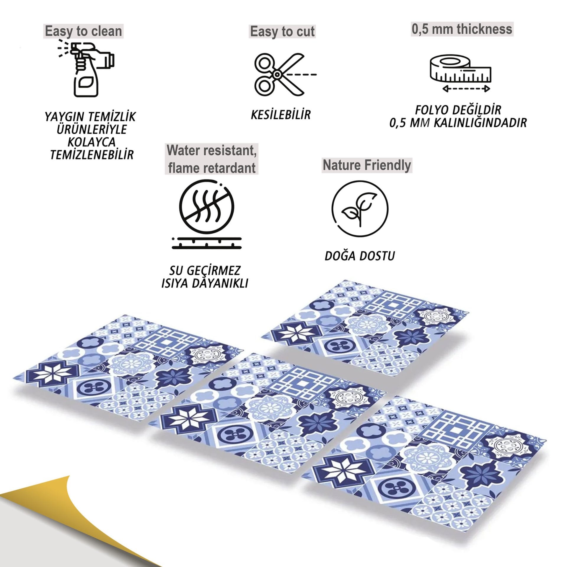 Tink Kendinden Yapışkanlı Yeni Mavilim 30x30 cm Pvc Yer Duvar Karosu