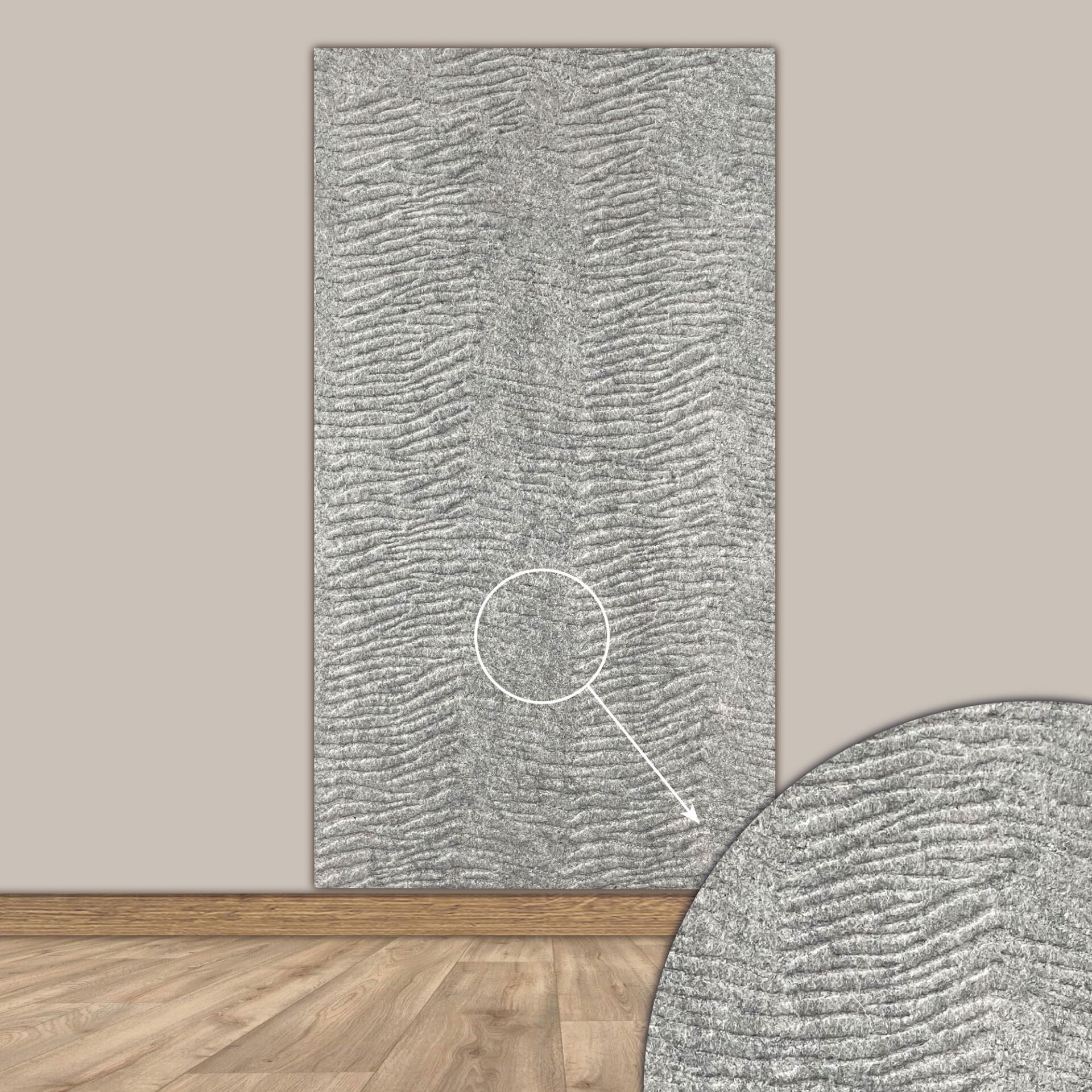 Tink 3D Kendinden Yapışkanlı Akustik Keçe Panel Duvar Kağıdı Desenli 52x97 cm 2 Adet (1 m²) - AÇIK GRİ