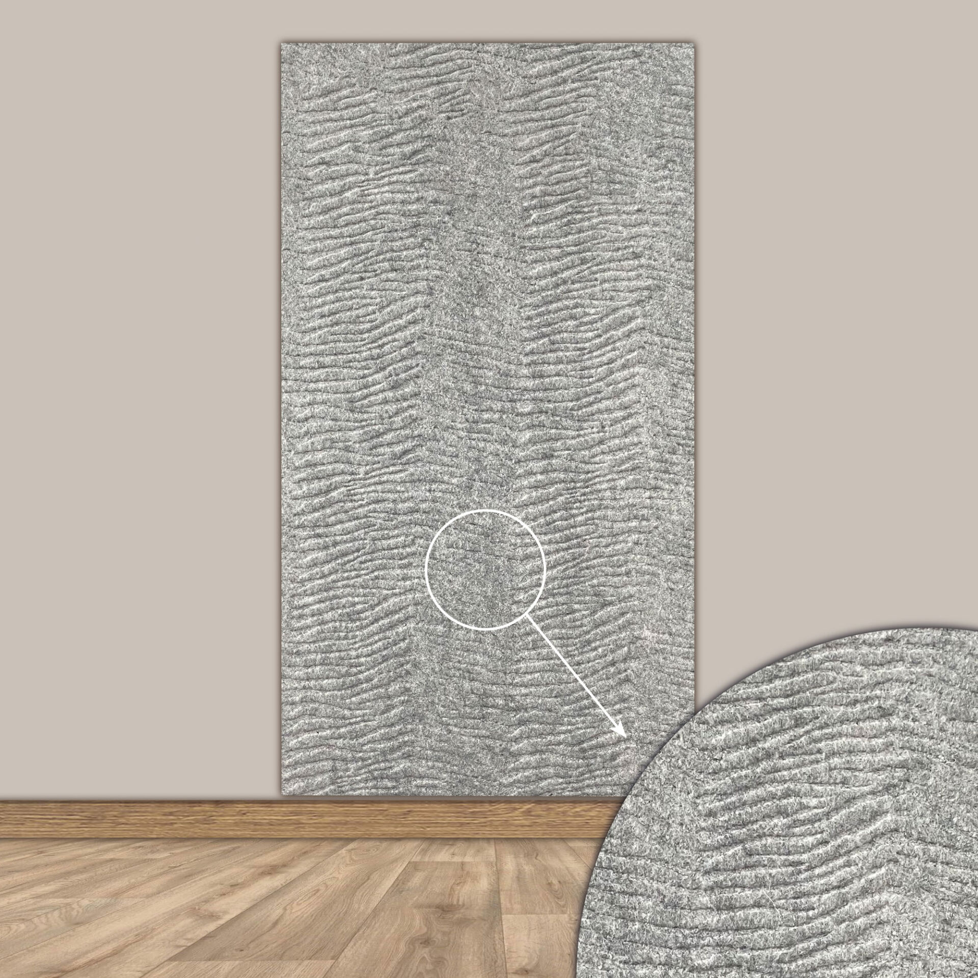 Tink 3D Kendinden Yapışkanlı Akustik Keçe Panel Duvar Kağıdı Desenli 52x97 cm 10 Adet (5 m²) - AÇIK GRİ