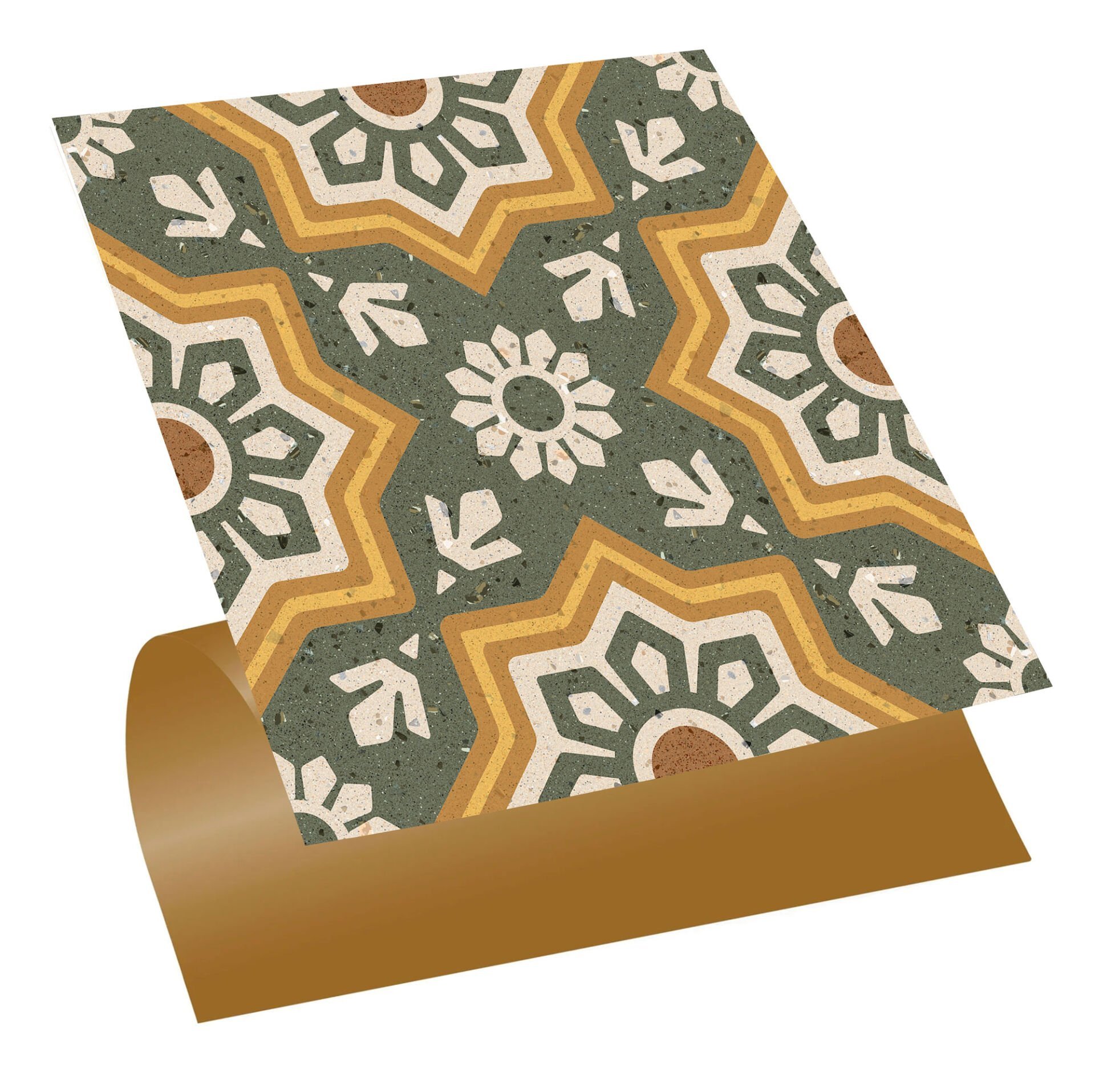 Tink Kendinden Yapışkanlı Fayans Kaplama Pvc Yer Döşemesi Yeşil Metraj Desenli 30x30 cm