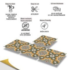 Tink Kendinden Yapışkanlı Fayans Kaplama Pvc Yer Döşemesi Yeşil Metraj Desenli 30x30 cm