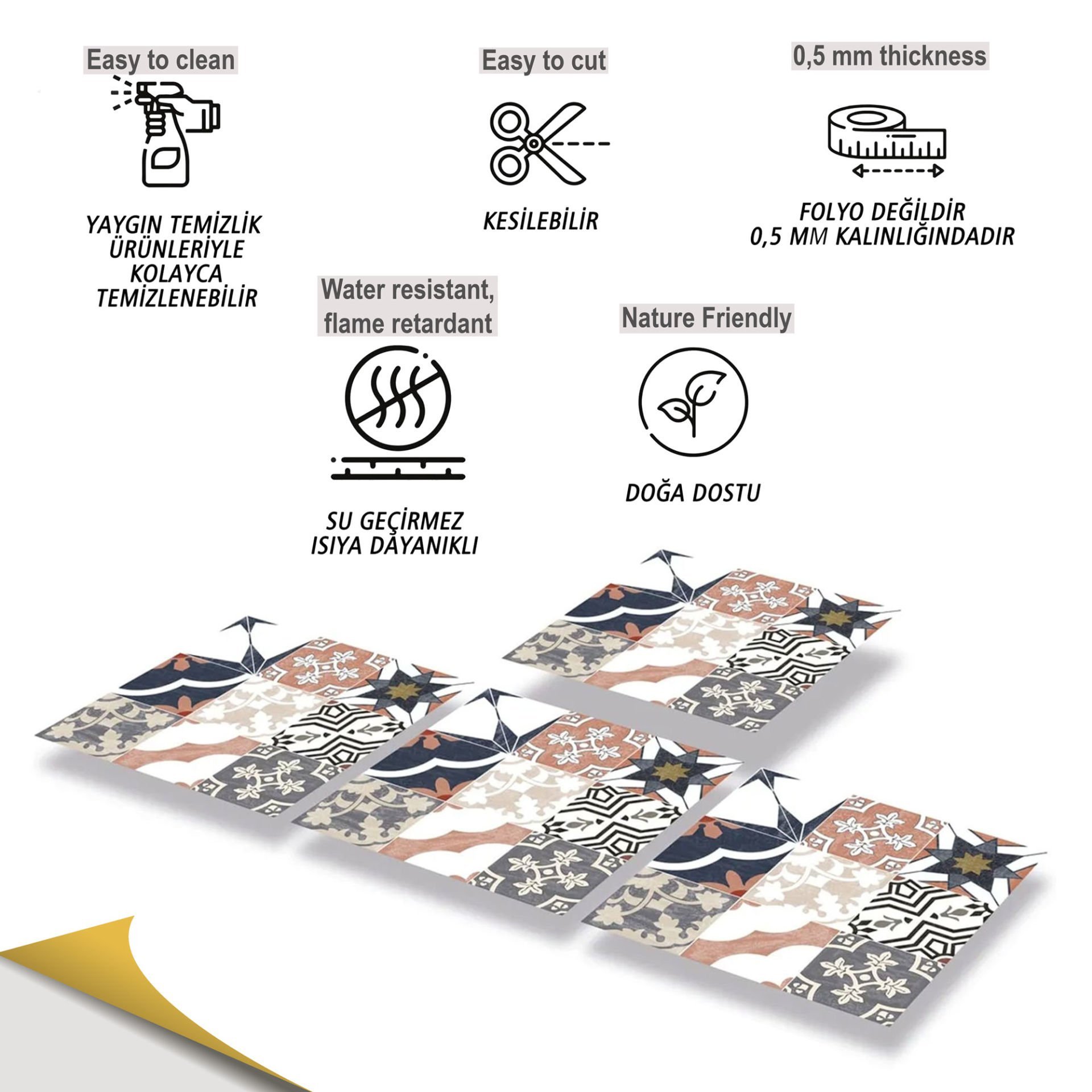 Tink Kendinden Yapışkanlı Küba 30x30 cm Pvc Yer Duvar Karosu