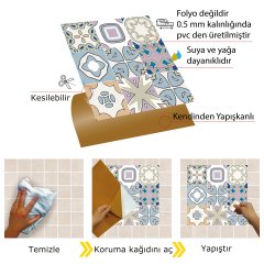 Tink Kendinden Yapışkanlı Renkli Kabuki 30x30 cm Pvc Yer Duvar Karosu