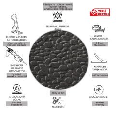 Tink 3D Kendinden Yapışkanlı Akustik Keçe Panel Leopar Desenli 52x97 cm Koyu Gri - 10 Adet (5 m²)