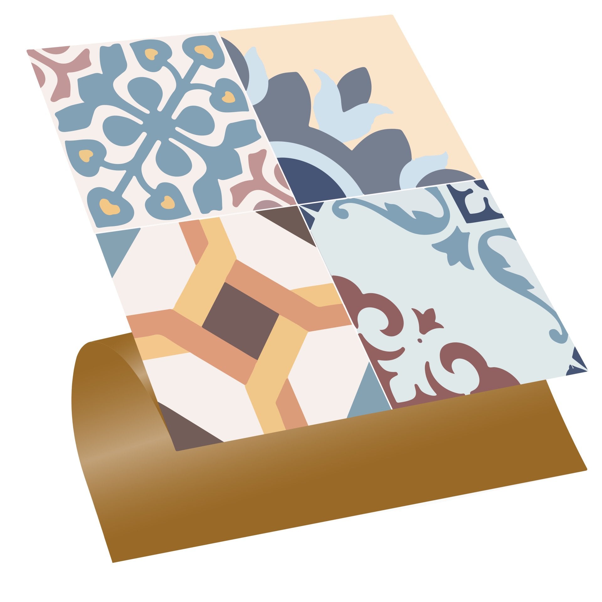 Tink Kendinden Yapışkanlı Modern 4'lü Desenli 30x30 cm Pvc Yer Duvar Karosu