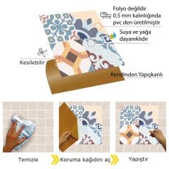Tink Kendinden Yapışkanlı Modern 4'lü Desenli 30x30 cm Pvc Yer Duvar Karosu