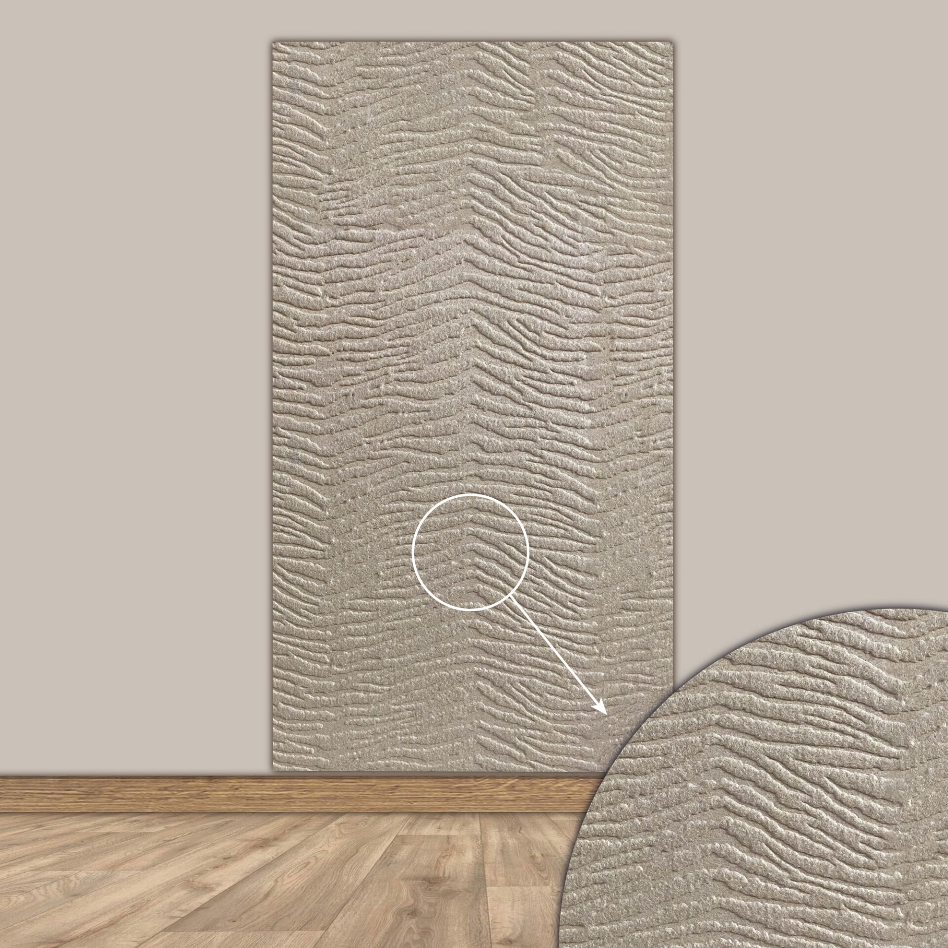Tink 3D Kendinden Yapışkanlı Akustik Keçe Panel Duvar Kağıdı Desenli 52x97 cm 10 Adet (5 m²) - Ekru