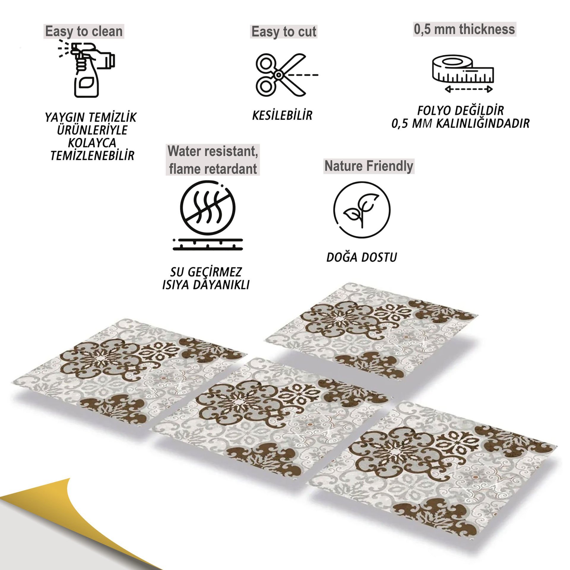 Tink Kendinden Yapışkanlı Salon Desenli 30x30 cm Pvc Karo Kaplama