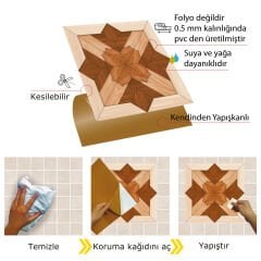 Tink Kendinden Yapışkanlı Ahşap Desenli Pvc 002 30x30 cm