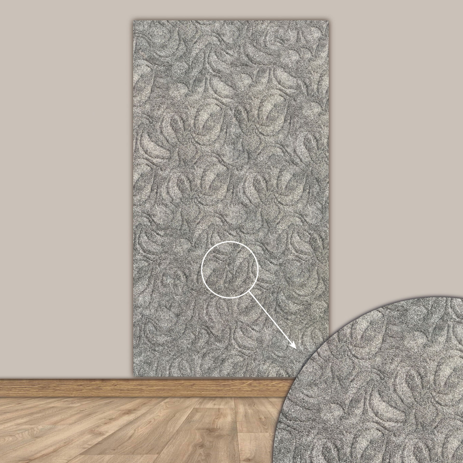 Tink 3D Kendinden Yapışkanlı Akustik Keçe Panel Modern Desenli 52x97 cm 10 Adet (5 m²) - Açık Gri
