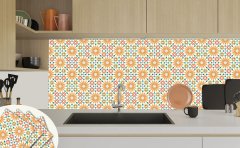 Tink Kendinden Yapışkanlı Turuncu Çiçek Bahçesi 30x30 cm Pvc Yer Duvar Karosu 1 m2 (11 Adet)