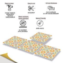 Tink Kendinden Yapışkanlı Turuncu Çiçek Bahçesi 30x30 cm Pvc Yer Duvar Karosu