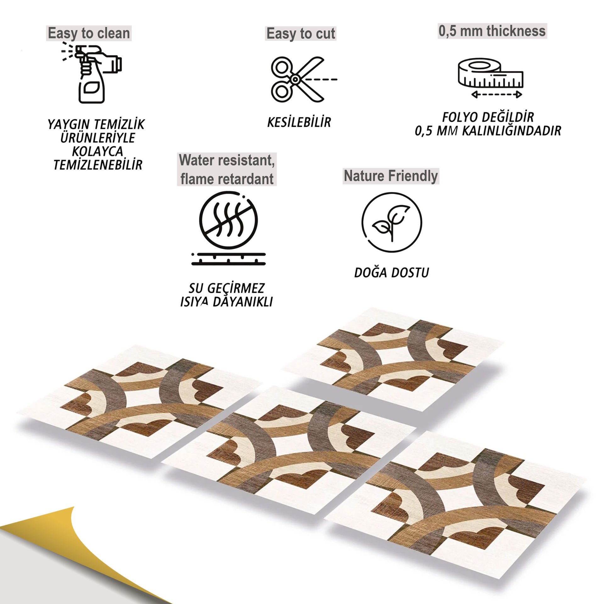 Tink Kendinden Yapışkanlı Ahşap Görünümlü Pvc 004 30x30 cm