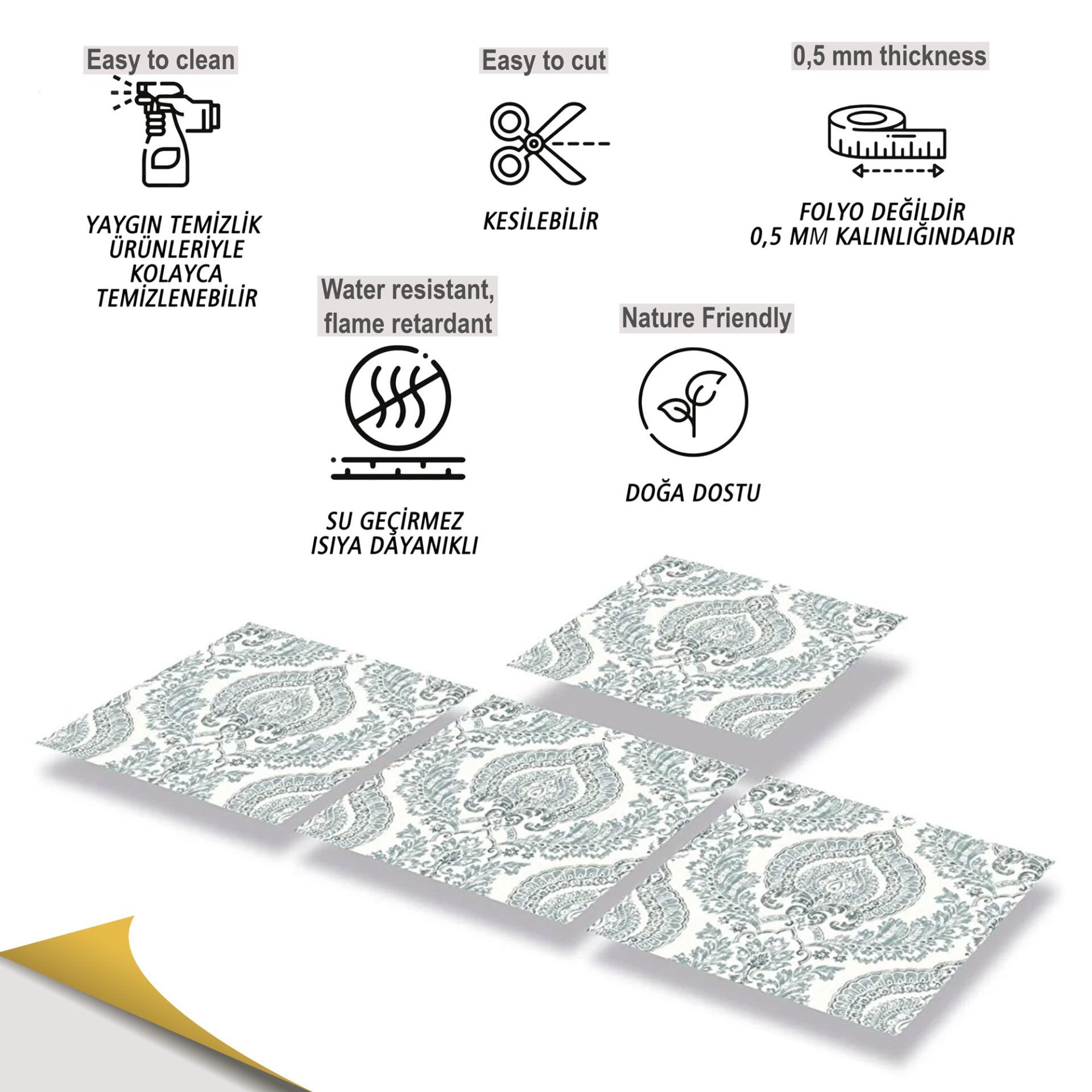 Tink Kendinden Yapışkanlı Retro Salon Desenli 30x30 cm Pvc Yer Duvar Karosu