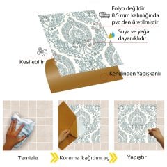 Tink Kendinden Yapışkanlı Retro Salon Desenli 30x30 cm Pvc Yer Duvar Karosu 1 m2 (11 Adet)