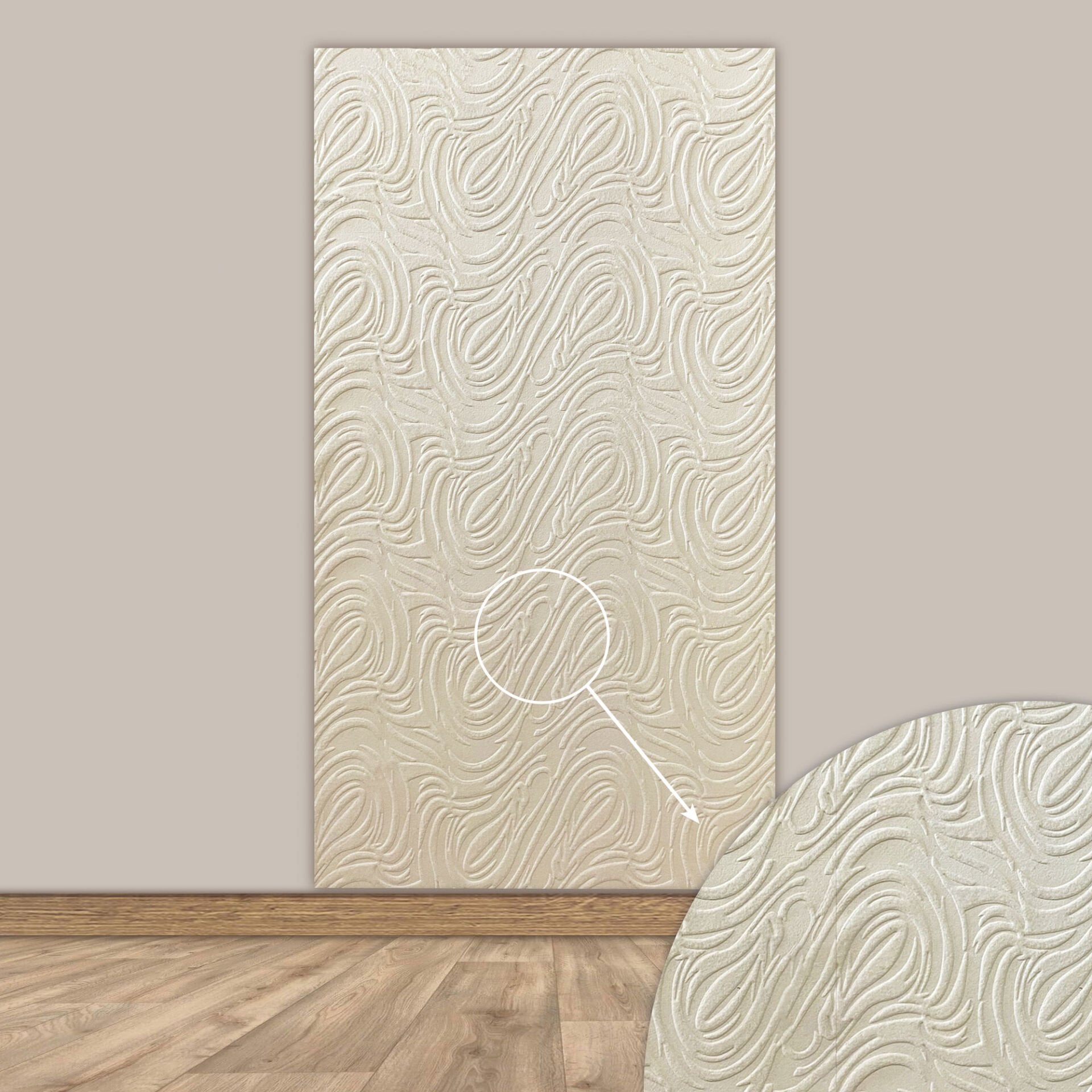 Tink 3D Kendinden Yapışkanlı Akustik Keçe Panel Dalgalı Desenli 52x97 cm Ekru - 2 Adet (1 m²)