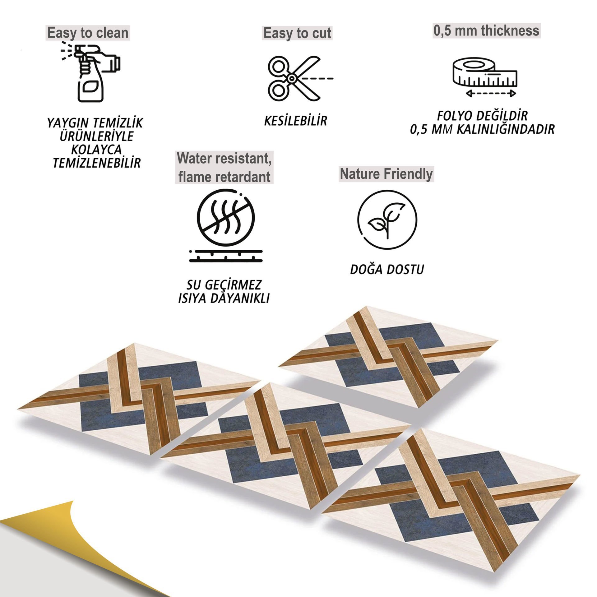 Tink Kendinden Yapışkanlı Ahşap Görünümlü Pvc 005 30x30 cm