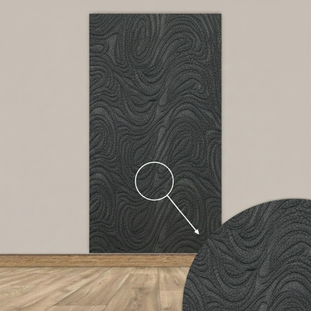 Tink 3D Kendinden Yapışkanlı Akustik Keçe Panel Dalgalı Desenli 52x97 cm Koyu Gri - 10 Adet (5 m²)