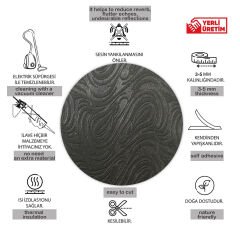 Tink 3D Kendinden Yapışkanlı Akustik Keçe Panel Dalgalı Desenli 52x97 cm Koyu Gri - 10 Adet (5 m²)