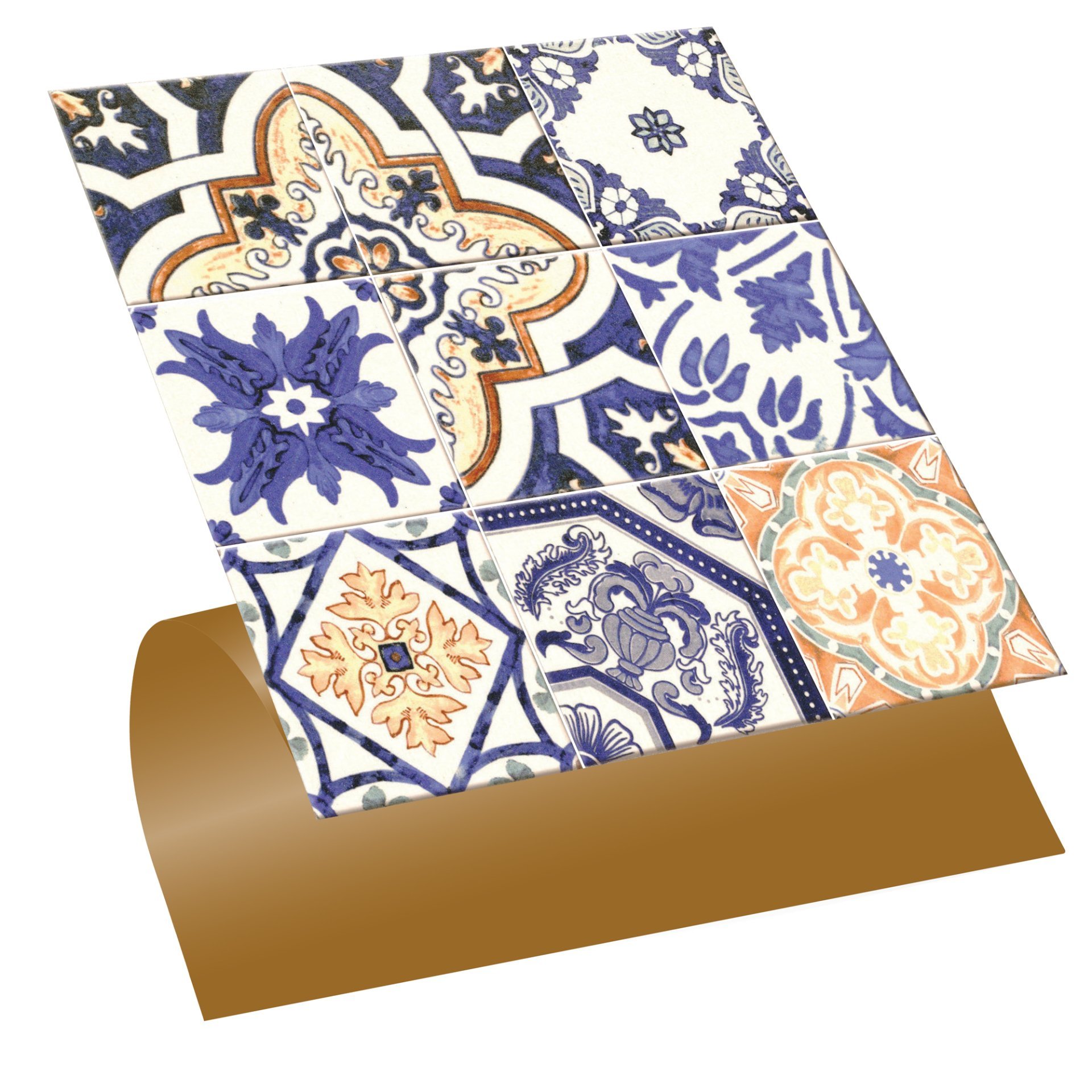 Tink Self Adhesive Mixed Blue Tile Patterned 30x30 cm PVC Floor Wall Covering 1 m2 (11 Pieces)