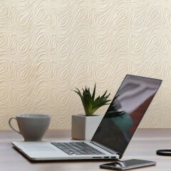 Tink 3D Kendinden Yapışkanlı Akustik Keçe Panel Dalgalı Desenli 52x97 cm Ekru - 10 Adet (5 m²)