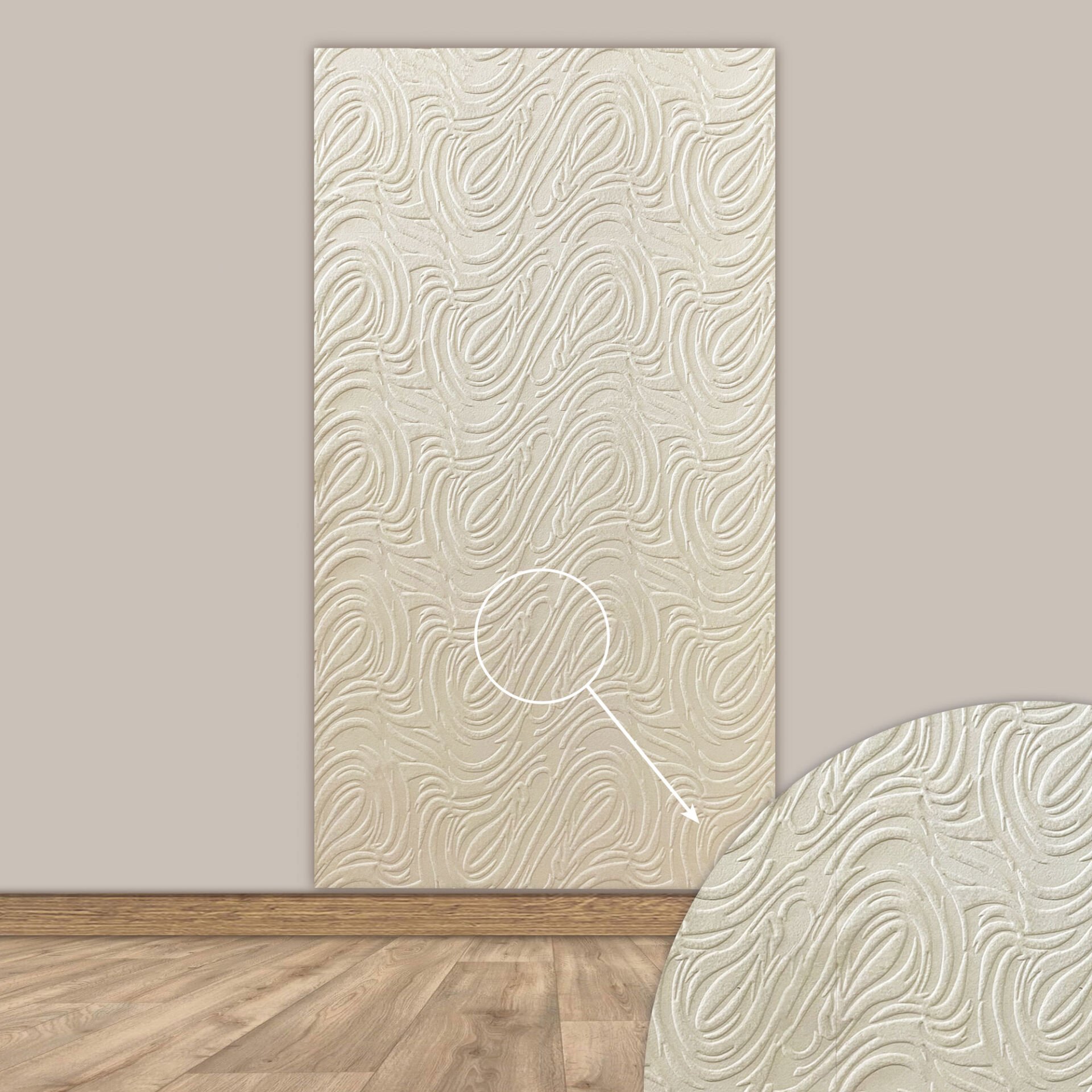 Tink 3D Kendinden Yapışkanlı Akustik Keçe Panel Dalgalı Desenli 52x97 cm Ekru - 10 Adet (5 m²)